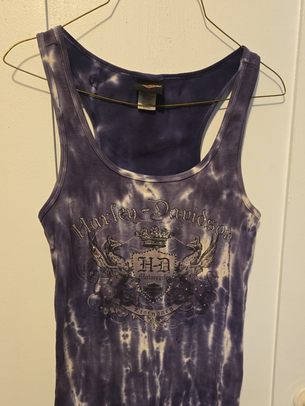 Harley-Davidson Purple and White Tie-Dye Racerback Tank